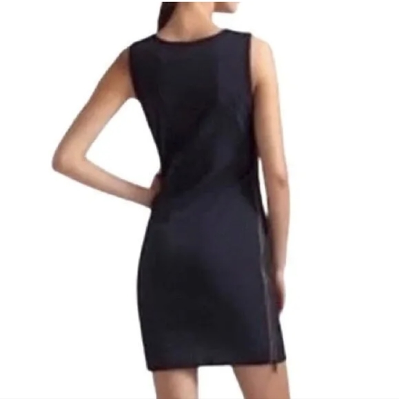 3. DIANE VON FURSTENBERG LEIGH SLEEVELESS NAVY DOUBLE ZIPPER SHEATH DRESS - Picture 2 of 8